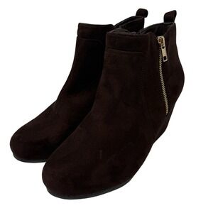 Dream Paris Ankle Boots Womens 8.5 Brown Wedge Suede Side Zip AAAROBEC
